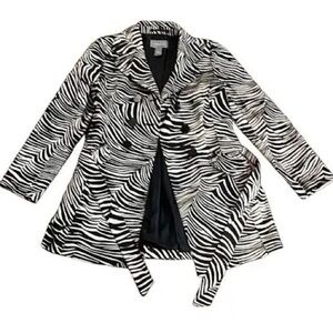 Ann Taylor Black and White Zebra Print Trench Coat